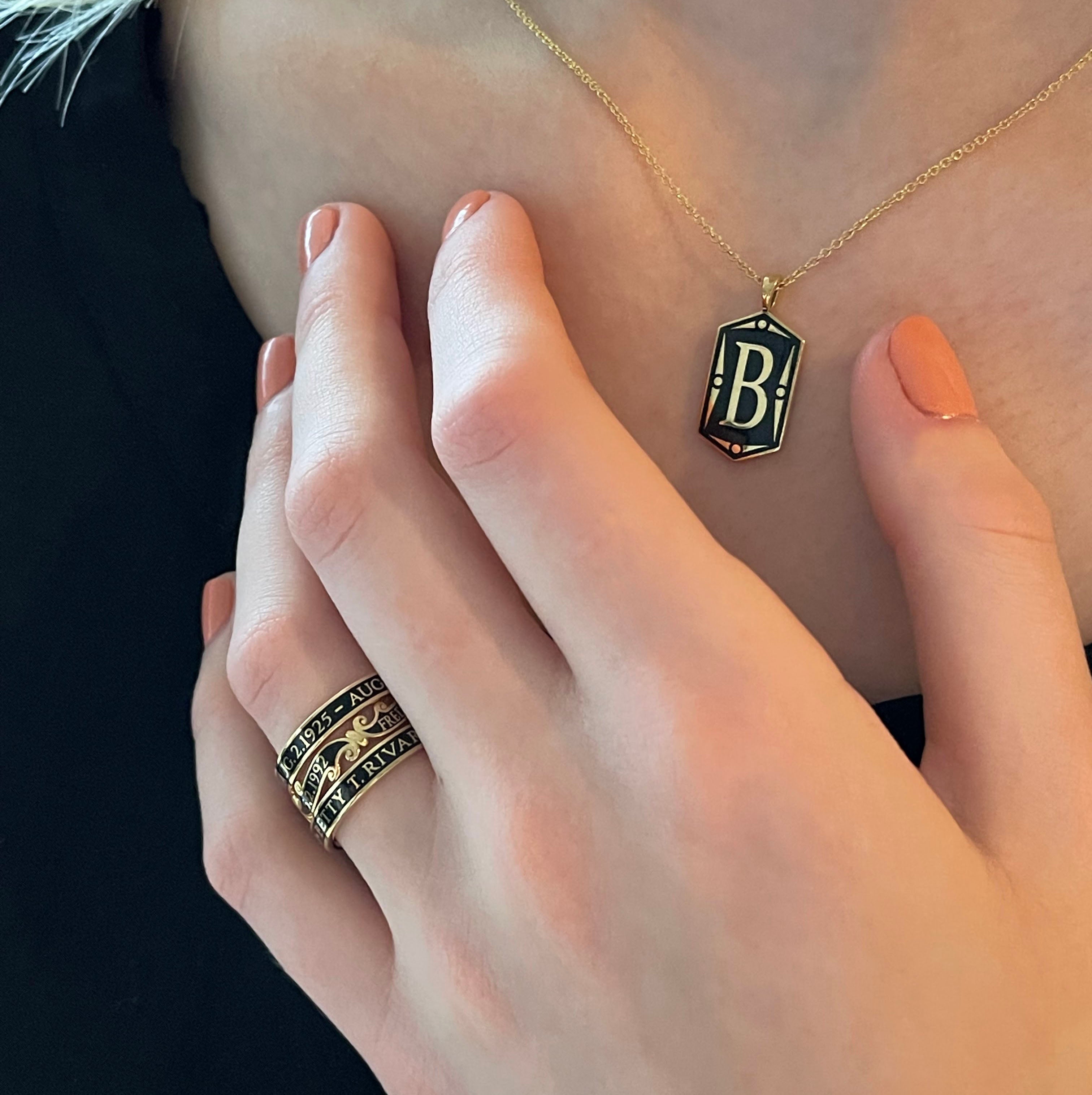 Gold Hexagonal Memorial Necklace with custom initial