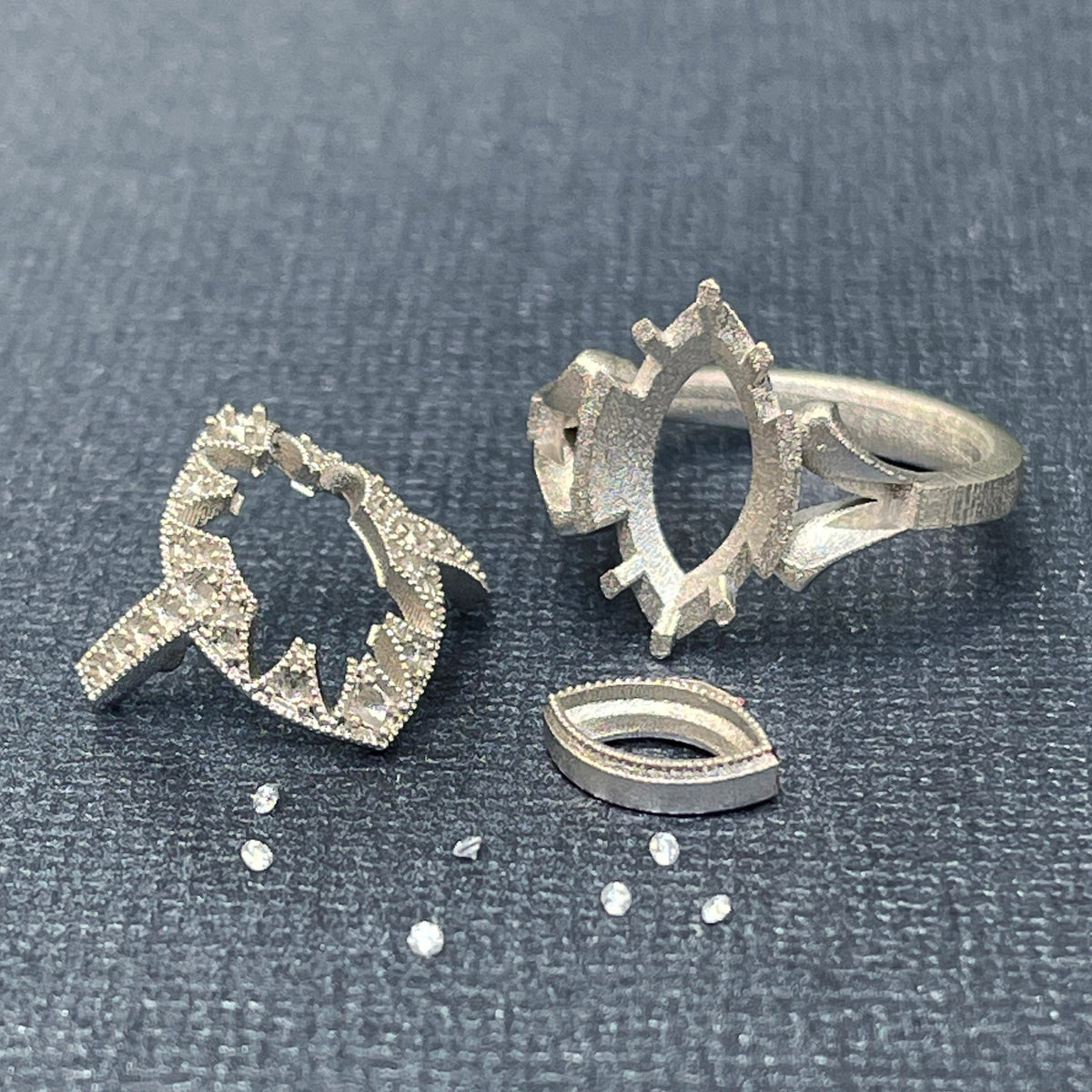 Custom Ring Raw Casting Components in 14k White Gold