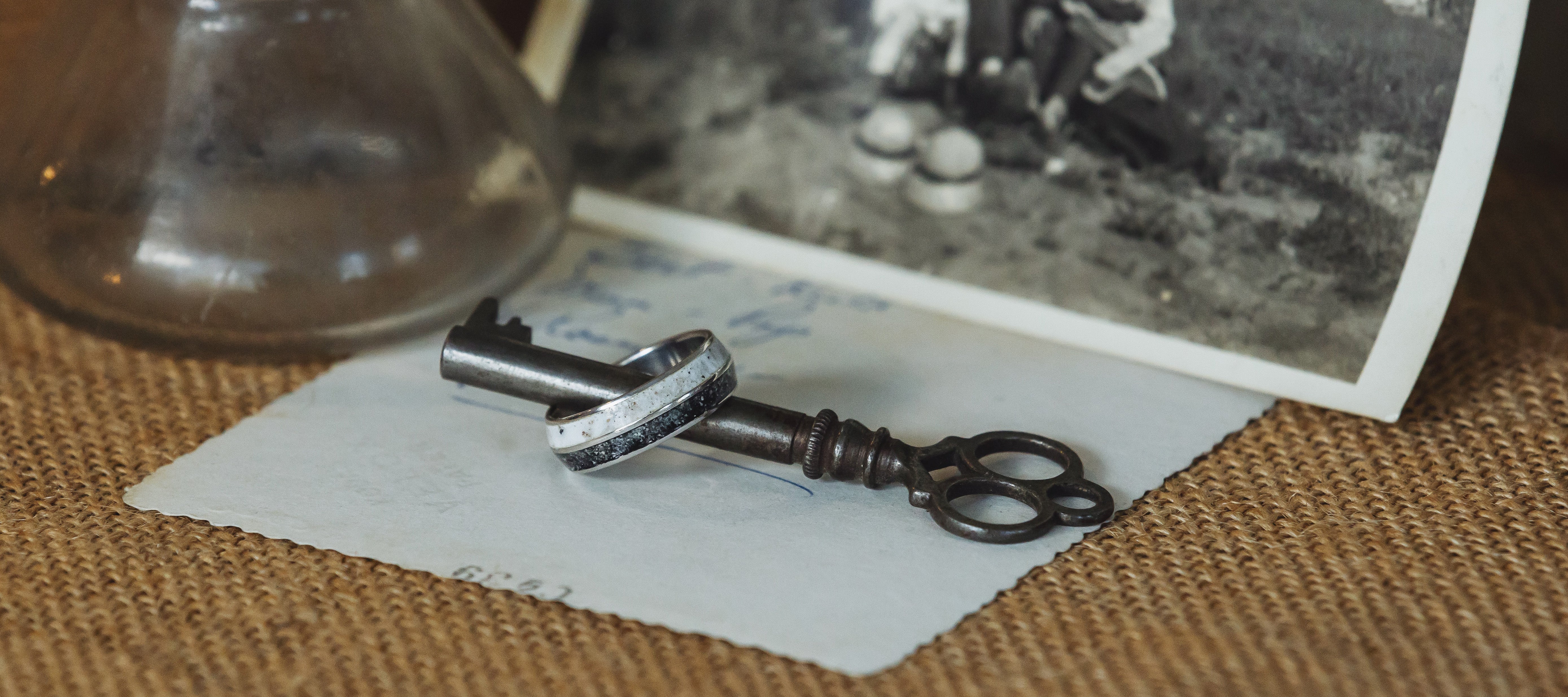 Double Row Cremation Ring with ashes