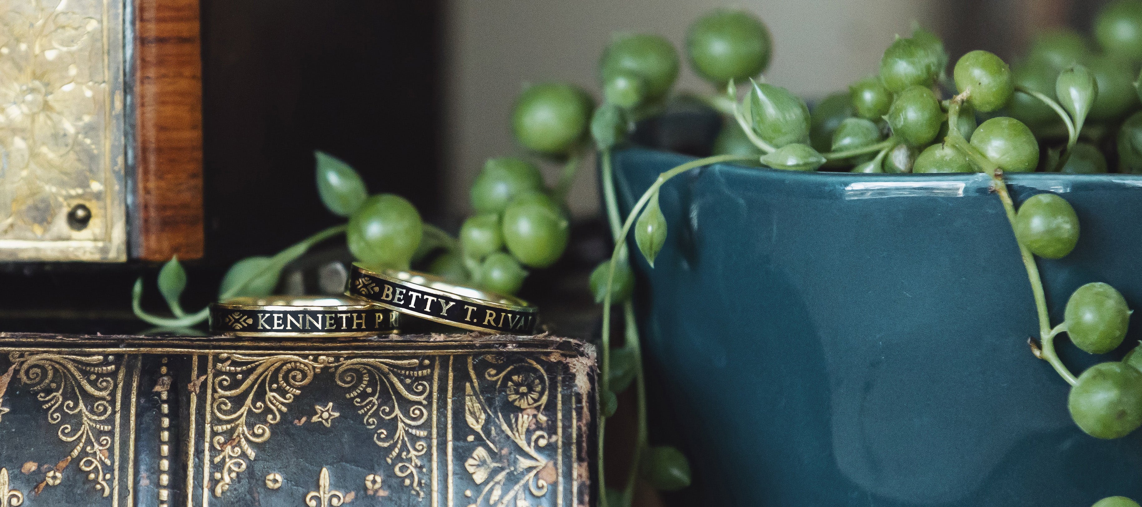 slim memorial band personalized with name