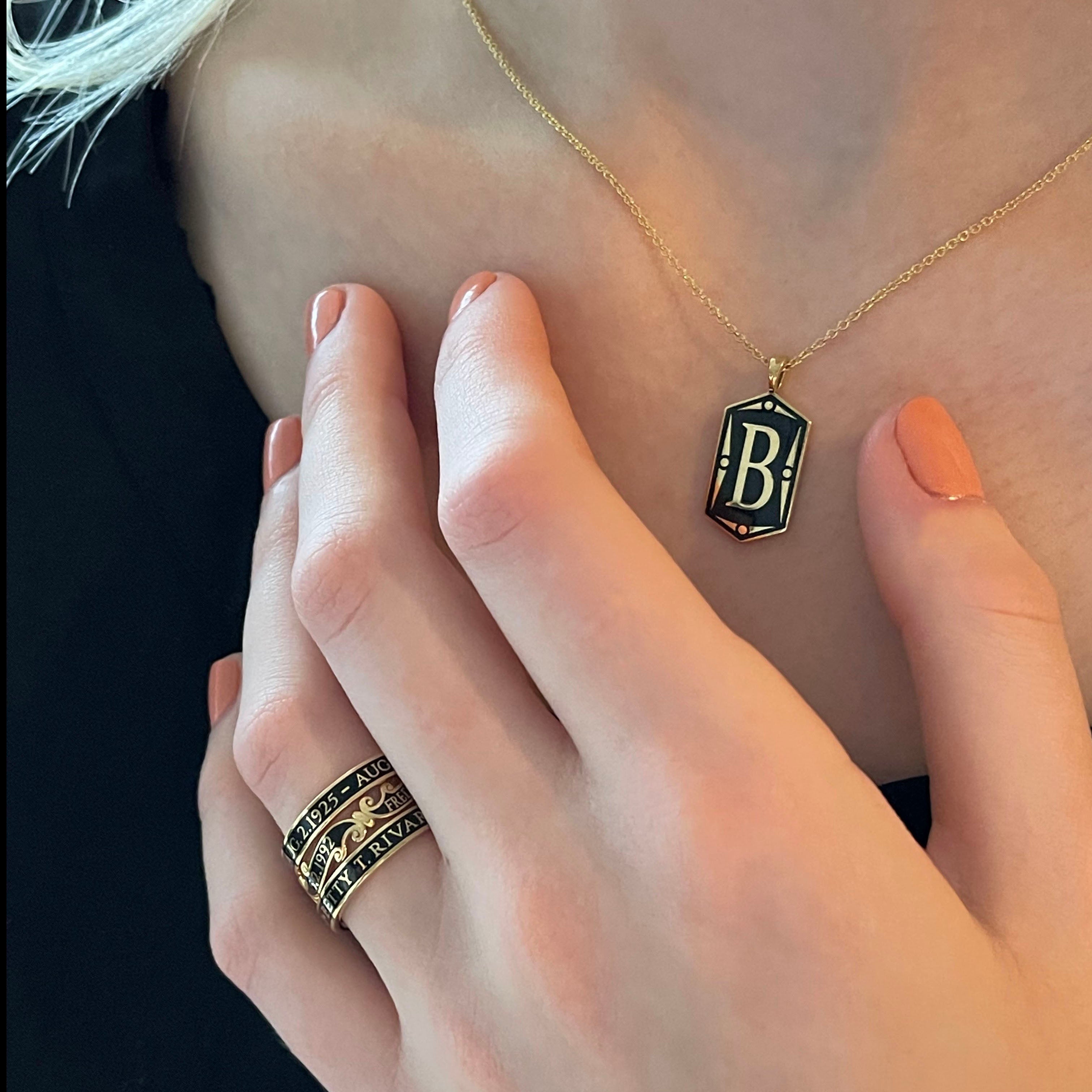Necklace Shield Initial Pendant