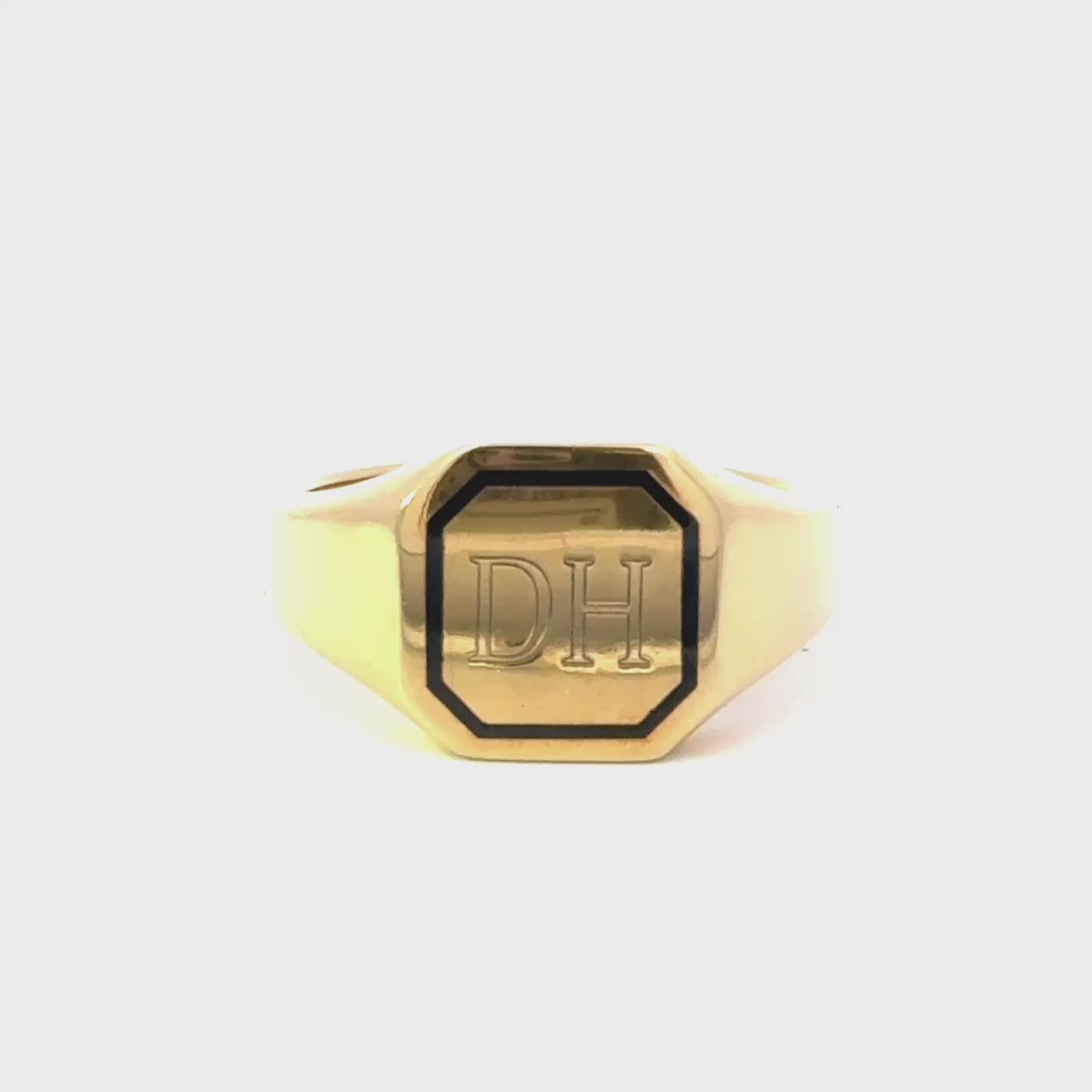 Engraved Large Octagonal Signet Ring