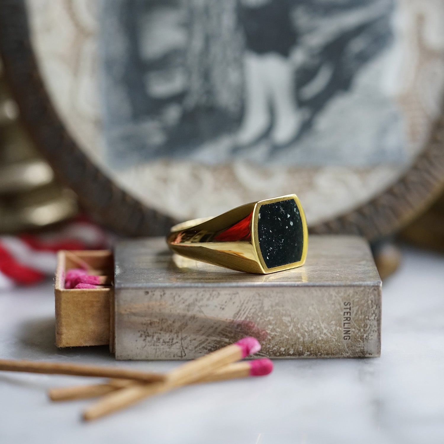Ring Curved Signet Cremation Ring