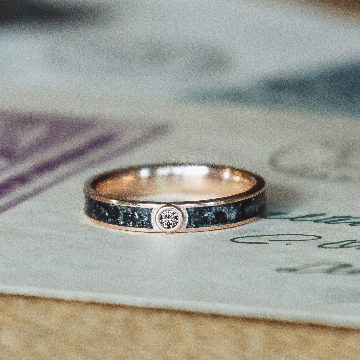 Ring Diamond Bezel Ashes Ring