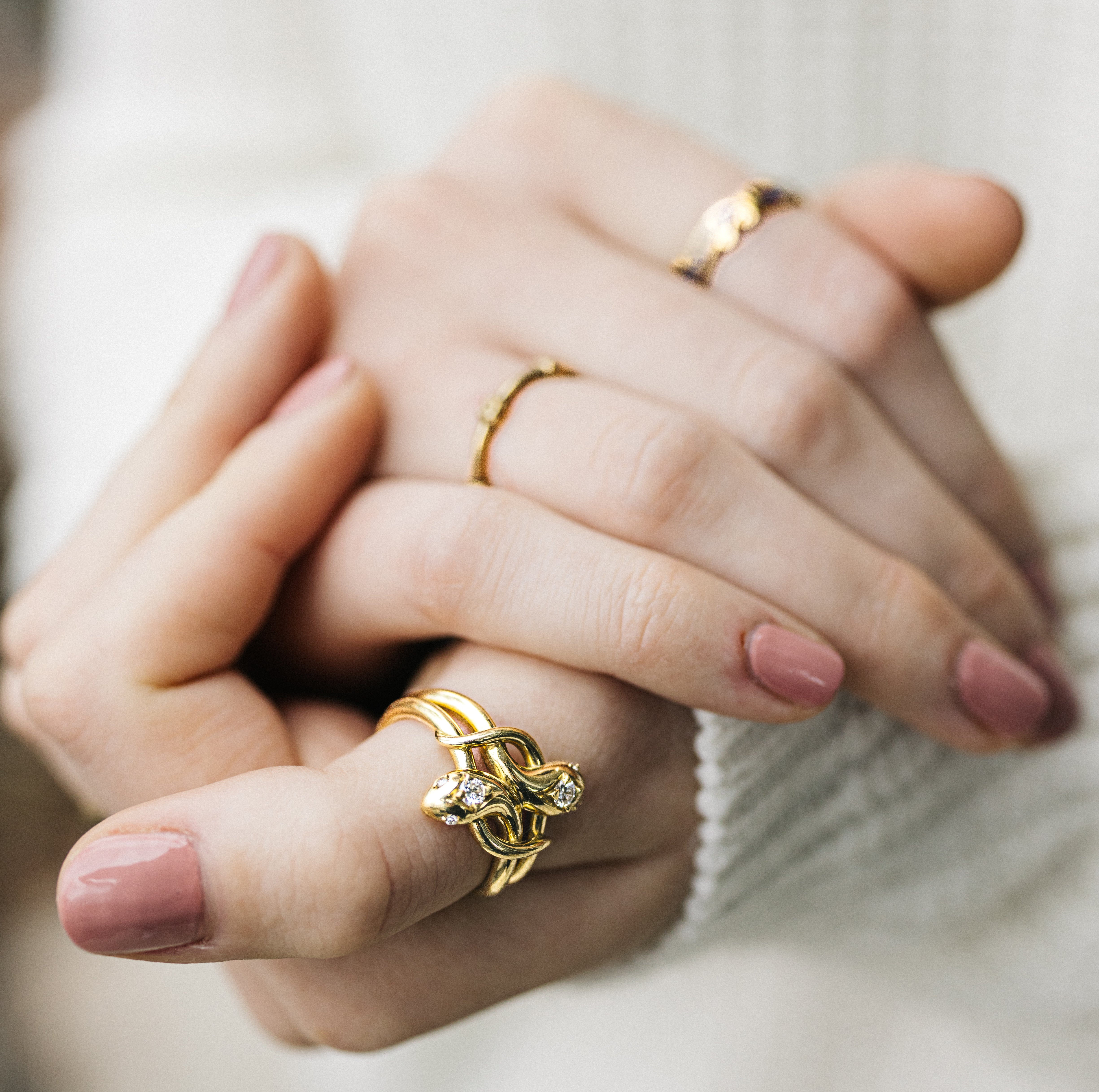 Ring Diamond Double Snake Ring