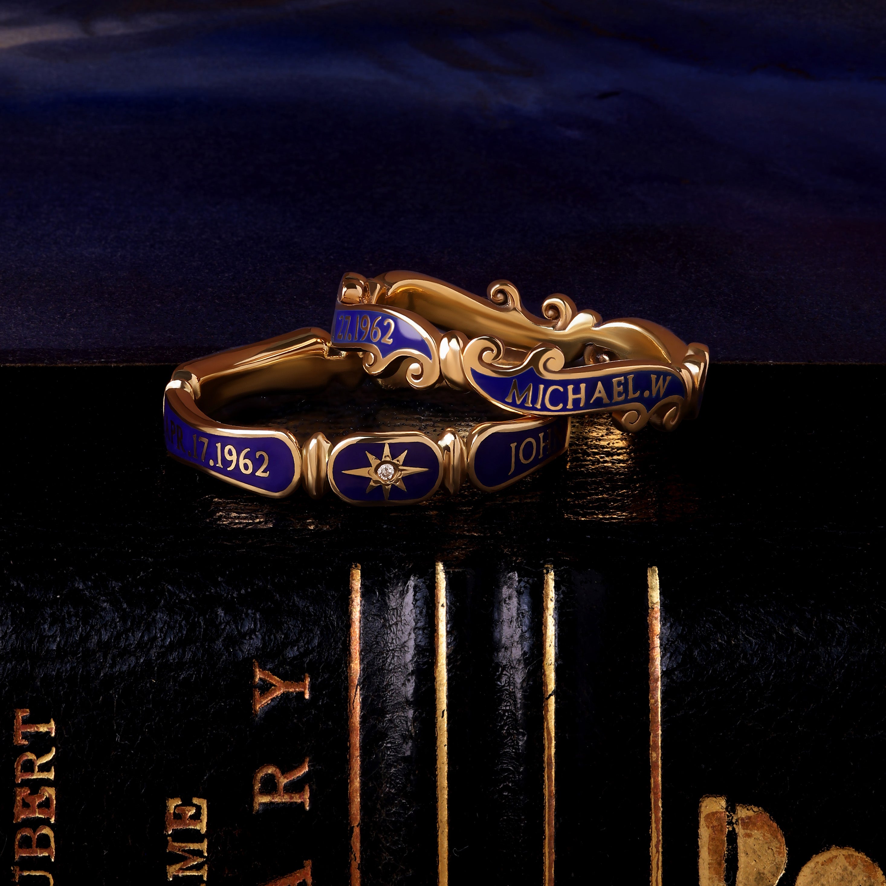 Gold and Enamel Ribbon Memorial Ring