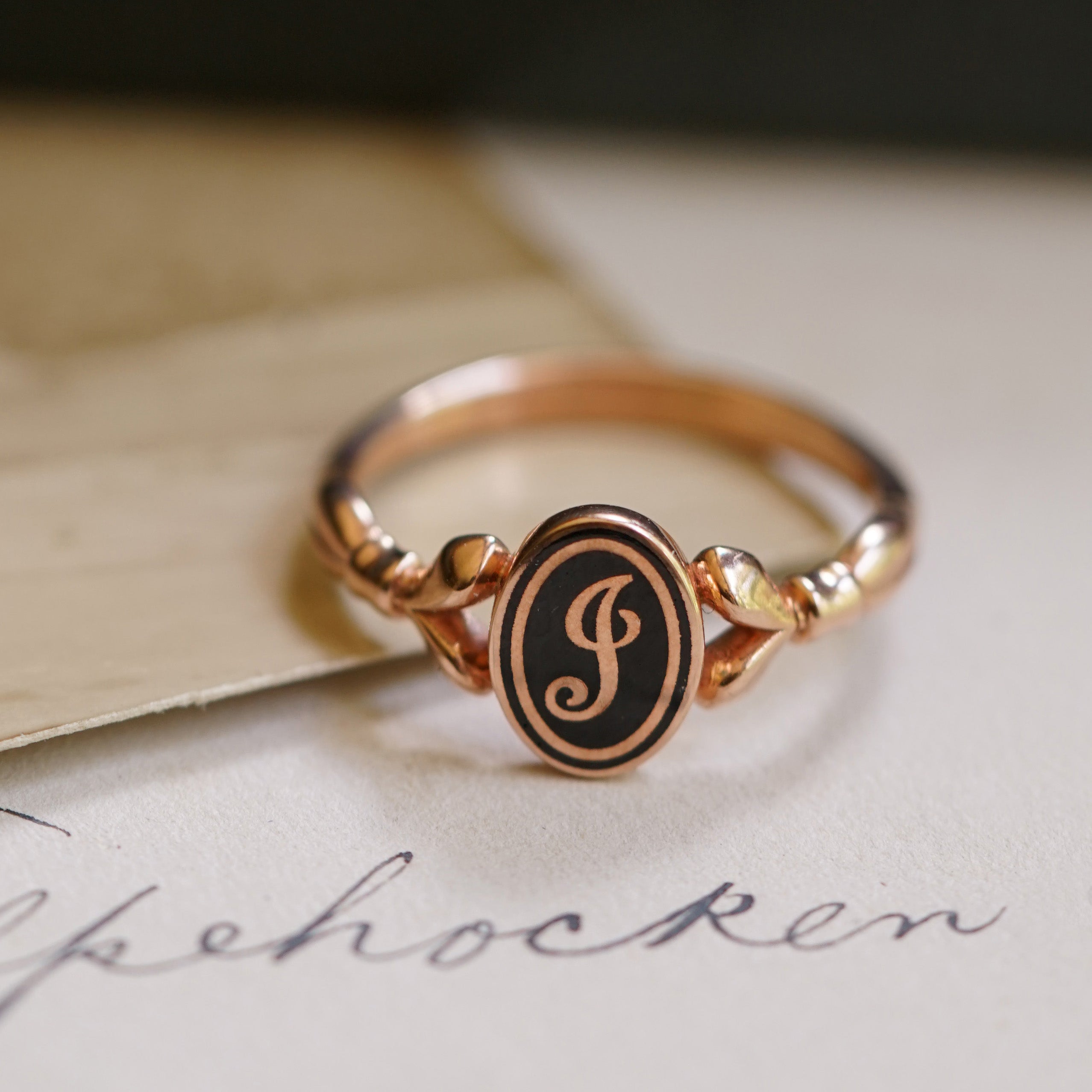 Delicate Oval Initial Ring