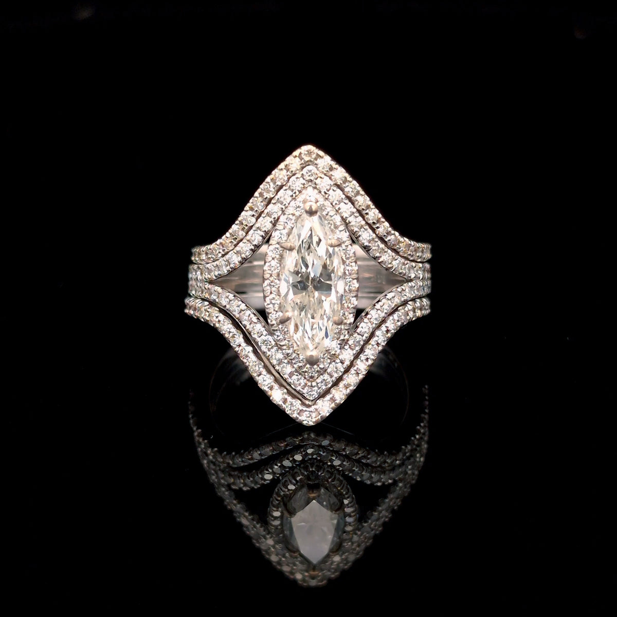 Double Halo Marquis Bridal Set