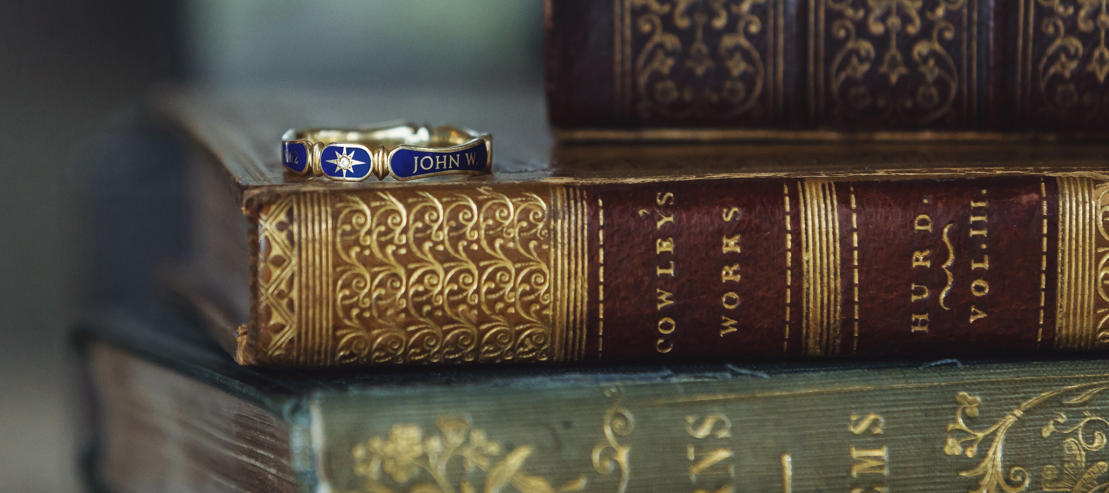 Gold Ribbon Memorial Ring with Name