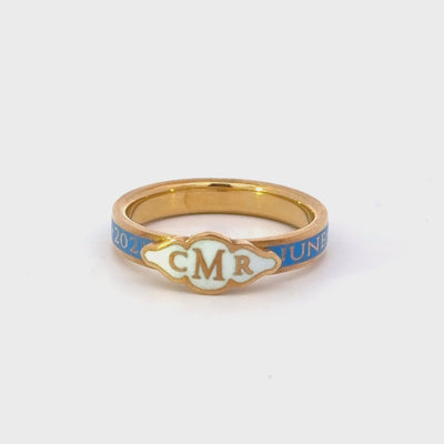 Enamel Mourning Ring with Monogram