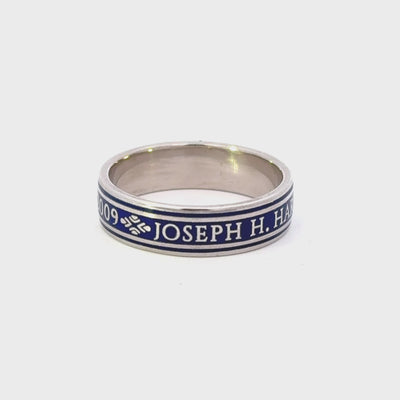 Wide Enamel and Gold Mourning Ring