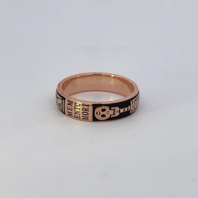 Gold and Enamel Memento Mori Ring